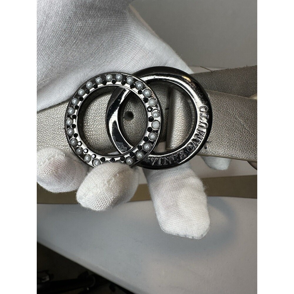 Vince Camuto Taupe Faux‎ Leather Belt, Size Medium